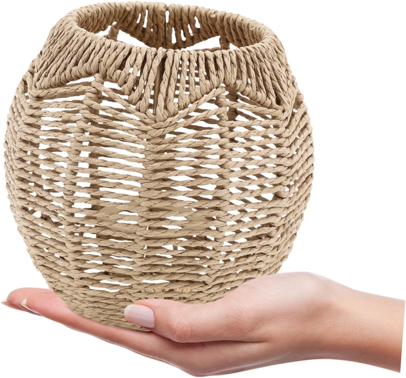 STOBAZA Rattan Pendant Lampshade Woven Light Cover Farmhouse Handmade Lamp Shades Chandelier Guard Lamp Cage Art Crafts or Living Room Bedroom Hotel Restaurant Decor