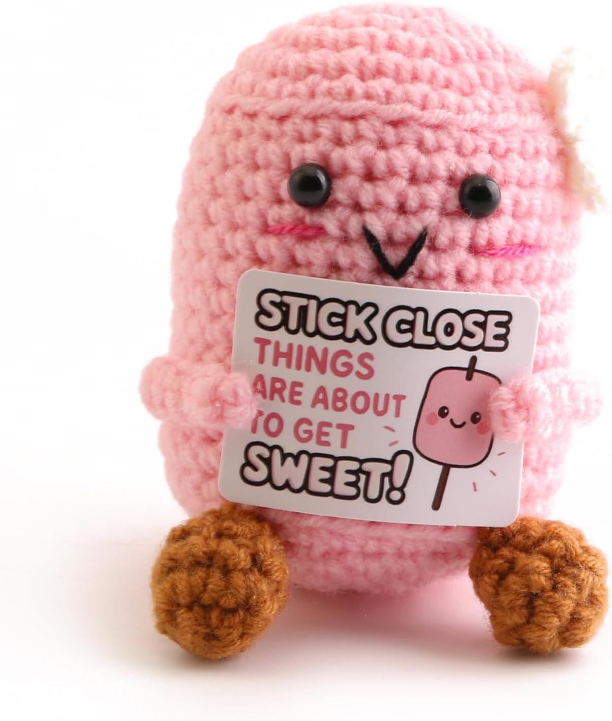 Mini Crochet Cotton Candy Plush-Pink Handmade Desk Decoration, Office and Bedroom Decorations, Auto Parts, Unique Gifts for Christmas, Birthday and Graduation (Pink)