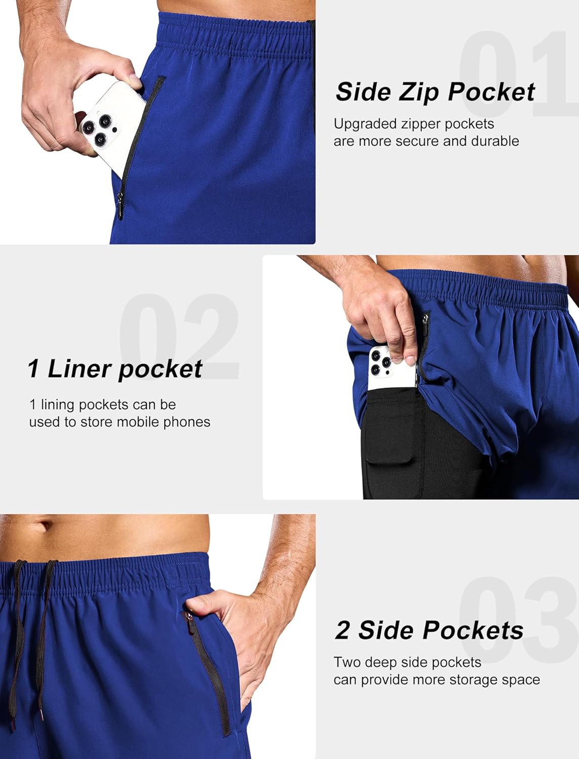 SILKWORLD Men's 2 in 1 Running Shorts 7" Workout Gym Athletic Shorts Quick Dry Lightweight Training Shorts with Pockets - Image 3