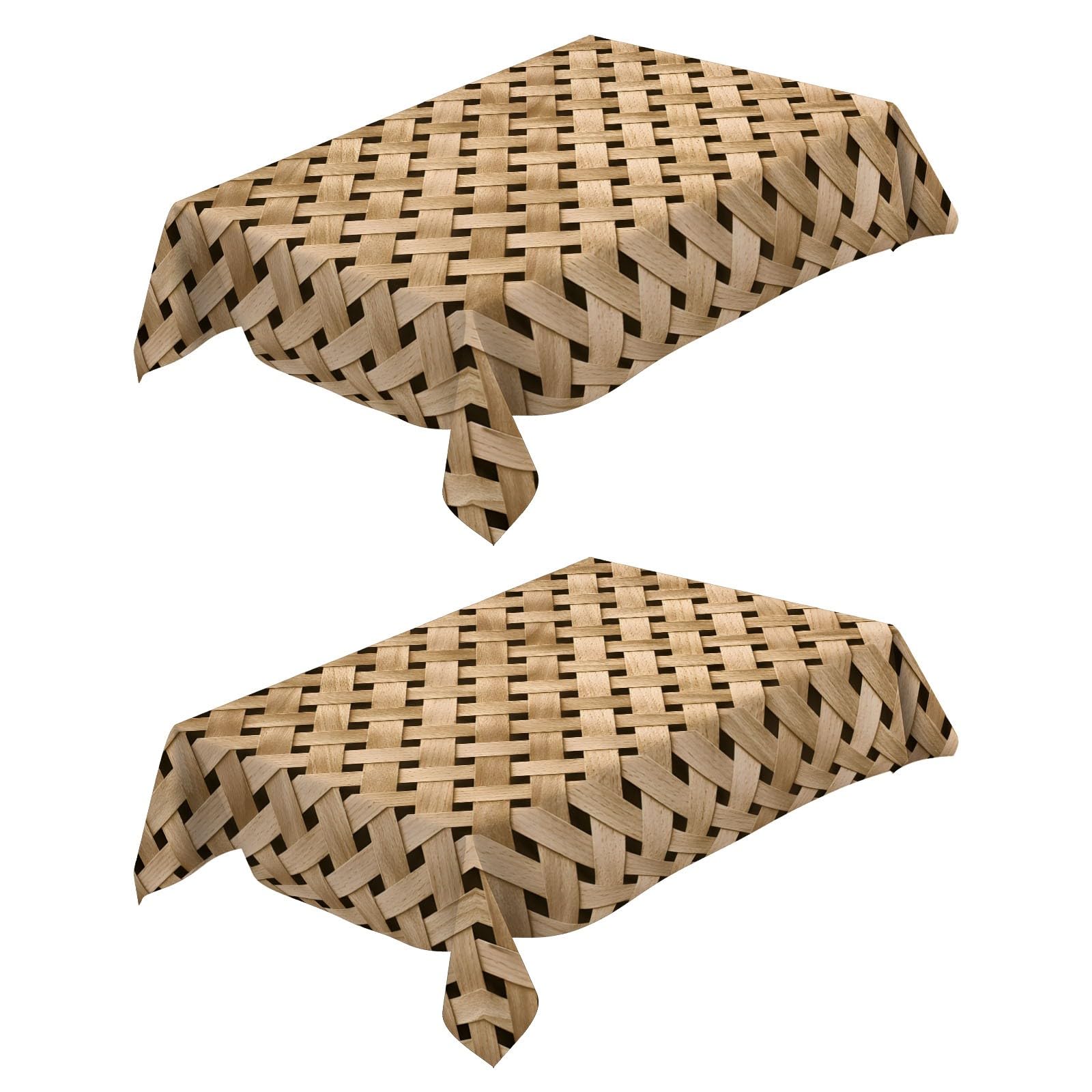 Nappe Rectangulaire tressée marron 140x240 cm anti tache et imperméable pour table de jardin