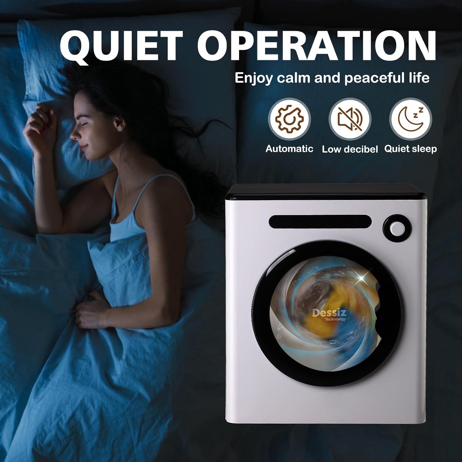 Dessiz 1.6 Cu.Ft. Portable Clothes Dryer, 970w,Machine with Stainless Steel Drum, 11lbs with Exhaust Hose,Digital Control with Hygrometer Sensor, Dryer for Apartments, Home, RV, Dorms