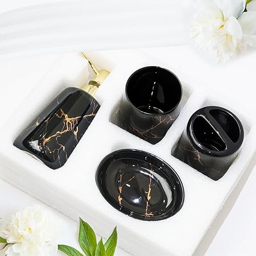 Miniatura 7 de CERBIOR Juego de accesorios de baño 4 piezas (negro)