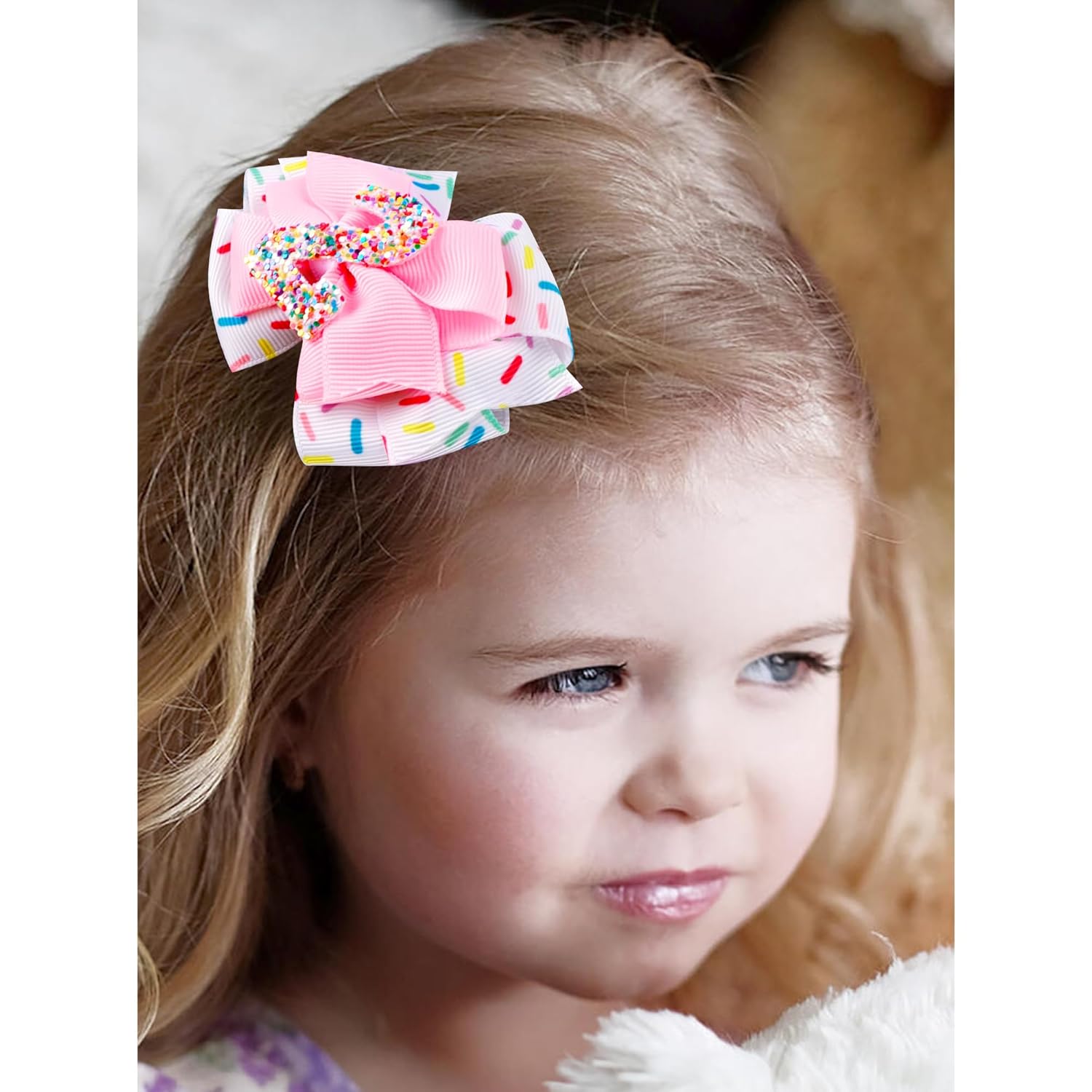 Birthday Hair Bows for Girls Cute Hair Clips 2nd Birthday Decorations for Girl Pink Birthday Hair Accessories Photo Props 2nd Birthday Gifts 2nd Birthday Outfit Girl Bow Birthday Decorations
