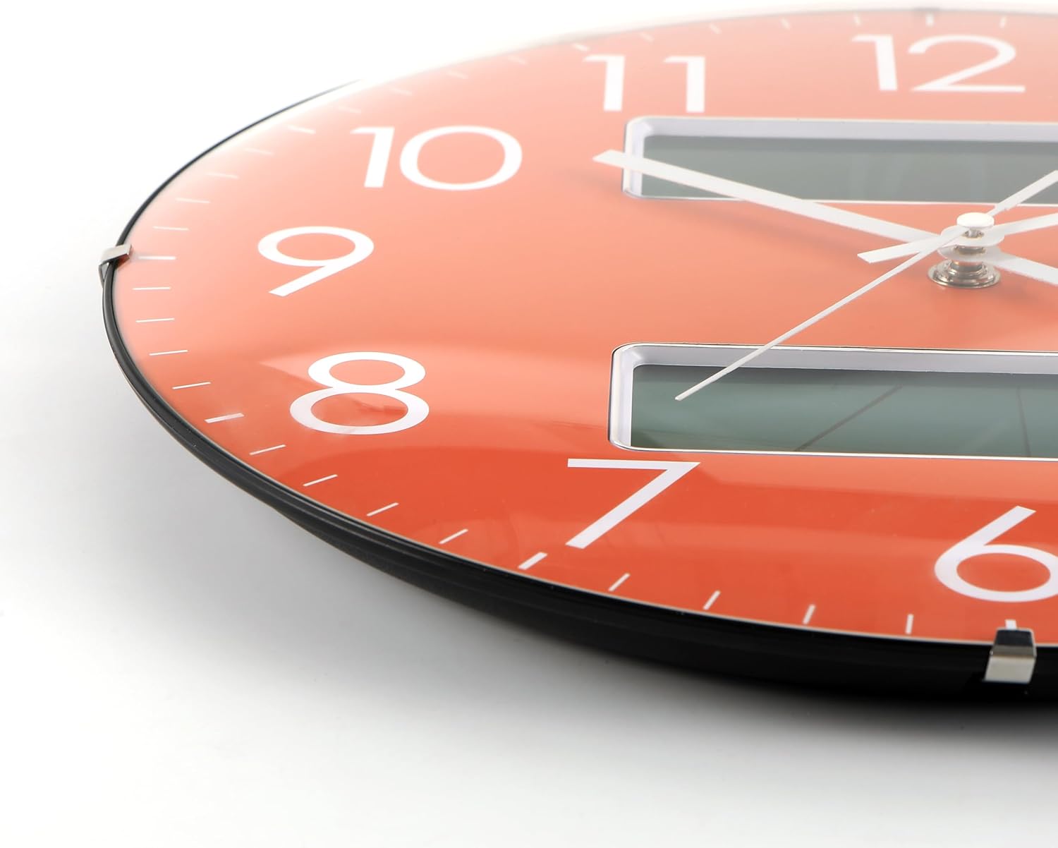 13-Inch Analog Silent Wall Clock with Calendar Temperature & Humidity (Orange)