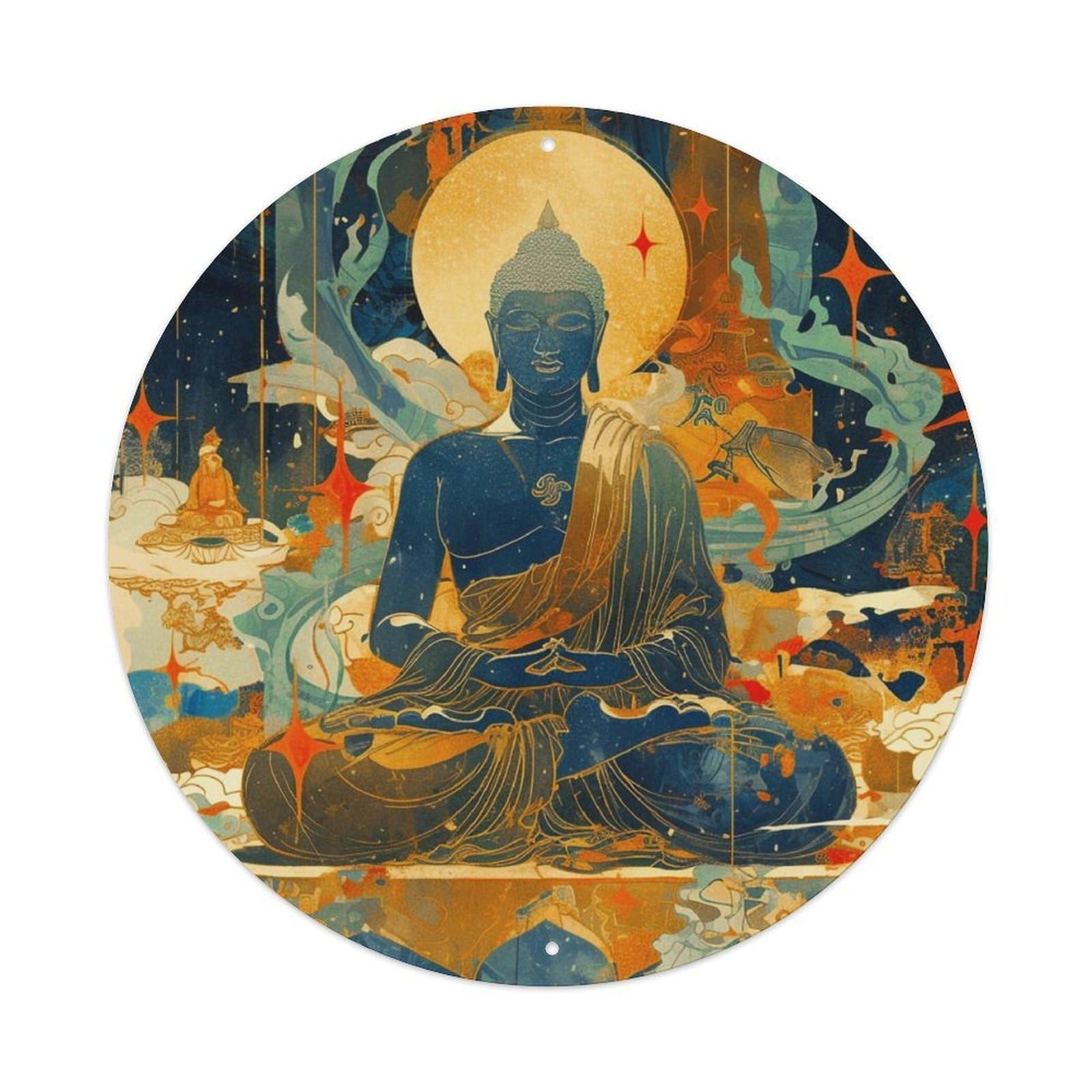 Buddhism Buddha on The Lotus Throne Metal Tin Sign