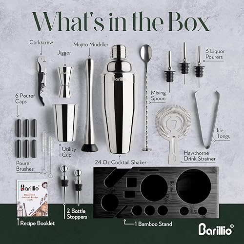 Miniatura 3 de Mixology Bartender Kit coctelera por Barillio juego de mezclador de bebidas con herramientas de barra, mezclador, cuchara mezcladora, jigger,