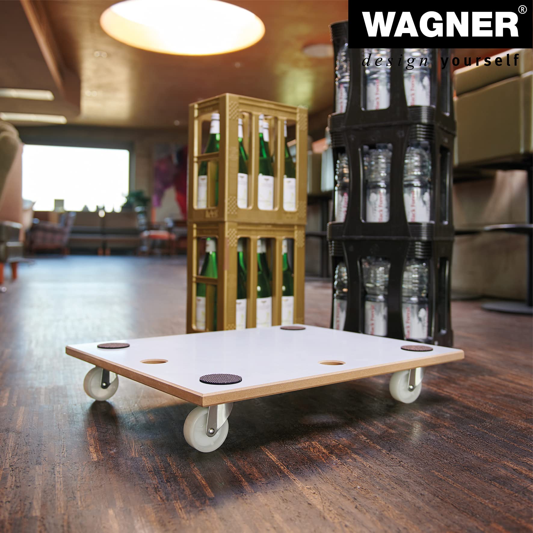 WAGNER Carrello da trasporto MM 1359 I 59 x 48 cm I cuscinetti antiscivoloI rivestimento speciale I portata 200 kg I facile da pulire I resistente e robusto - 20135901