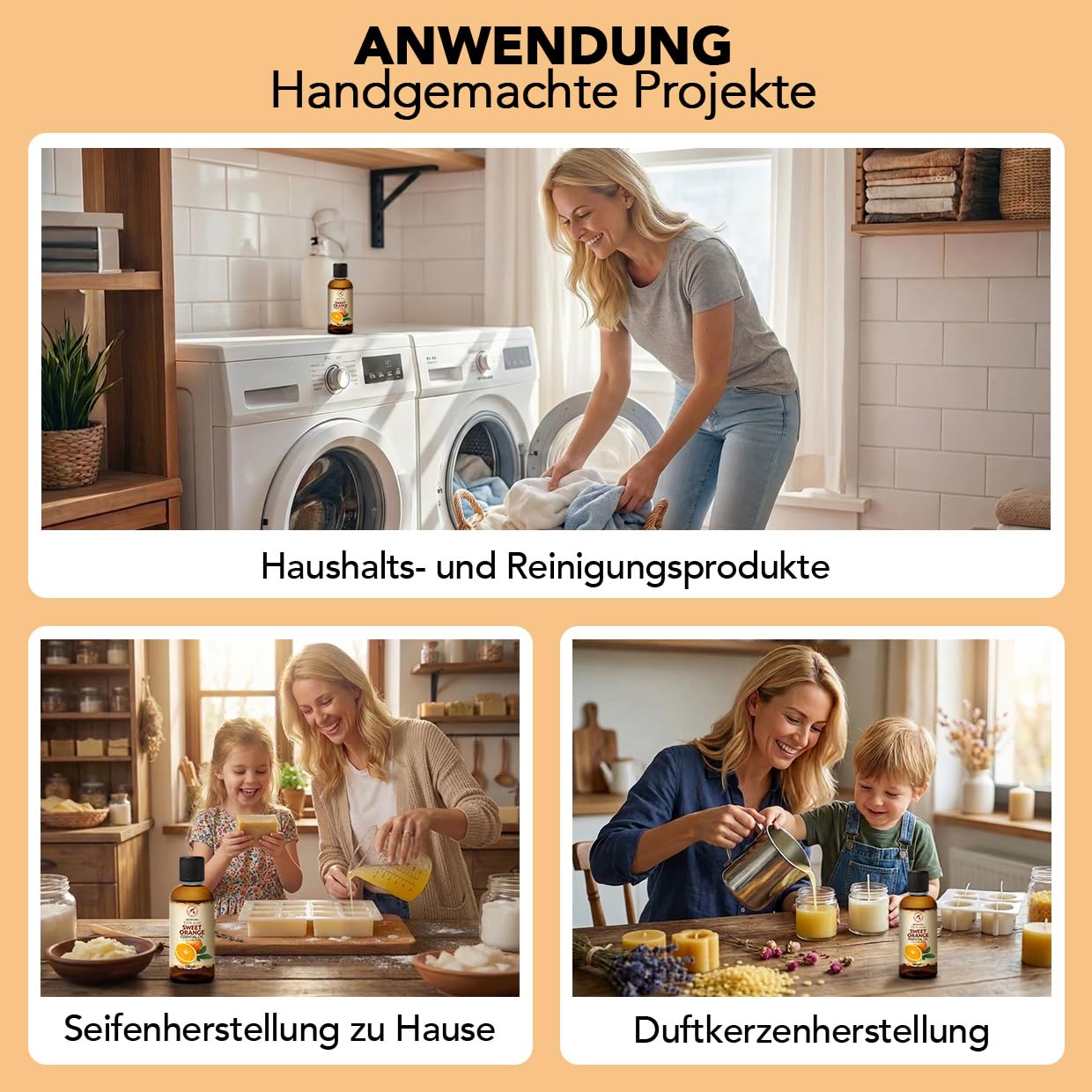 Ätherisches Süßorangenöl & Mandarinenöl 2x100 ml – für Diffusers | Für Diffusers und Duftlampen; Aromakerzen; Lufterfrischer; Seife; frischer Zitrusduft; Raumfrische; mit angenehmem Duft