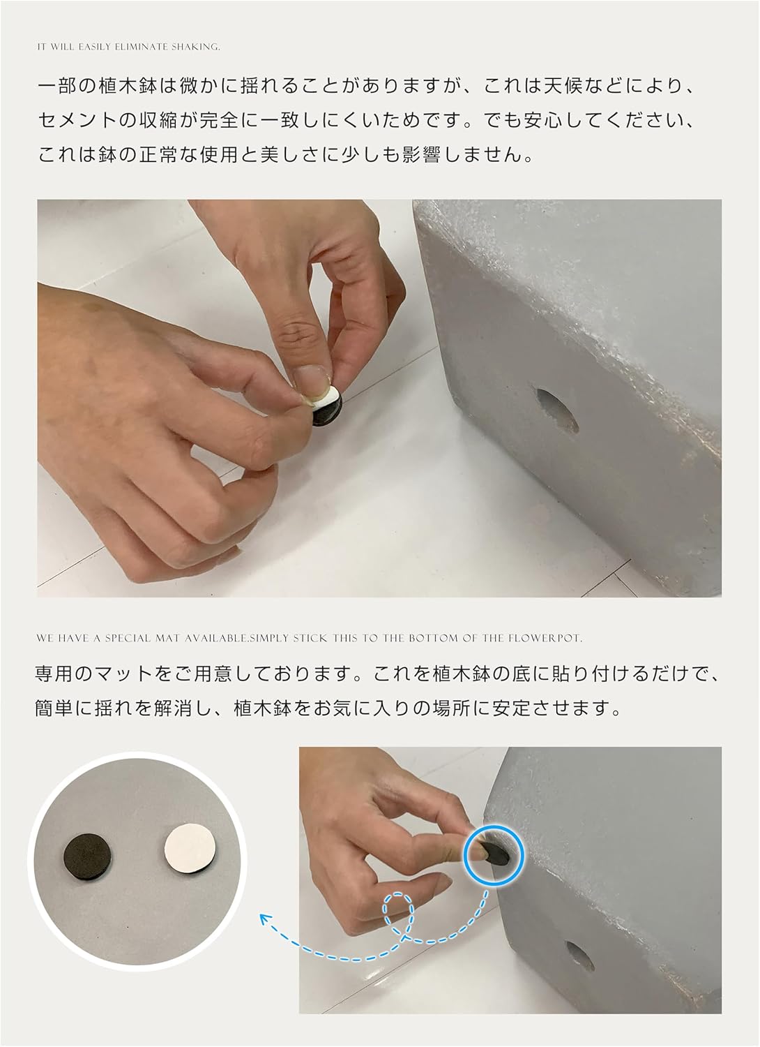 OSJ Large Planter, Stone Style, Flowerpot, No. 13, M, Stylish, Stone, with Bottom Hole, Eco Material, Exterior Outdoor, Square Pot, White