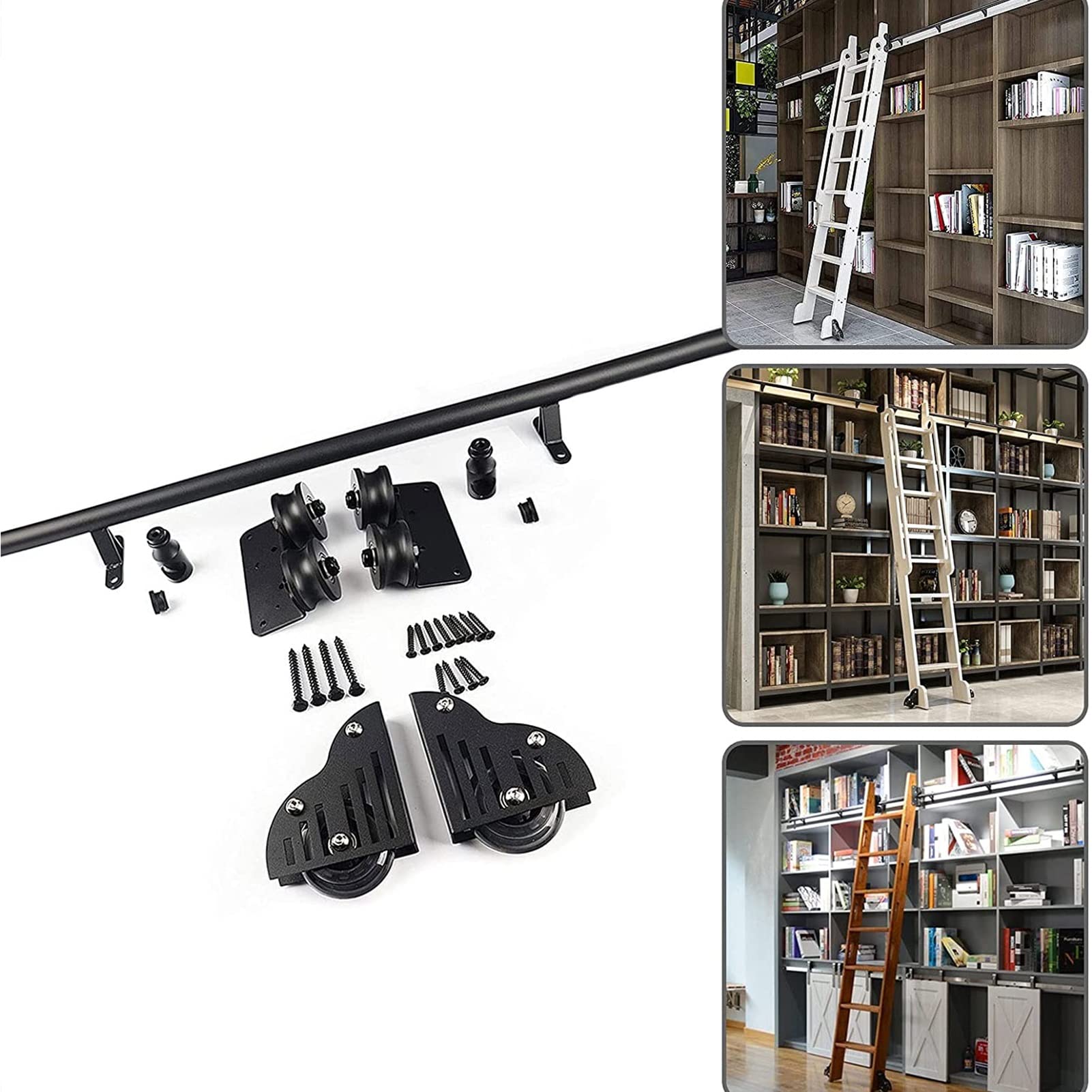 Échelle coulissante pour loft avec kit de rails de 400 cm silencieux