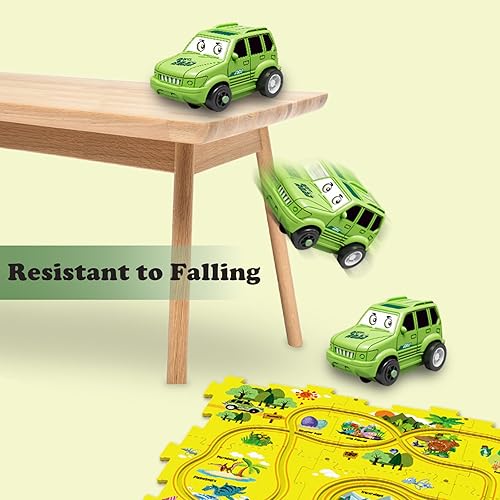 Miniatura 3 de Juego de 25 pistas de coche de rompecabezas con vehículos, juego de pista de rompecabezas para niños pequeños, juguetes de construcción de autos de