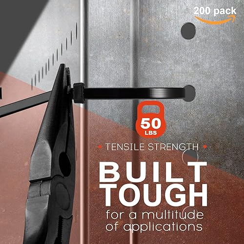 Miniatura 9 de Paquete de 200 soportes adhesivos para bridas de cables de 34 pulgadas con clips de alambre multiusos con orificio para tornillo, palo de anclaje en