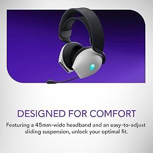 Alienware Tri-Mode Wireless Gaming Headset AW725H - Wired/Wireless, Bluetooth 5.3, Audio Output - 20 Hz, Mini-Phone (3.5mm), Battery Talk Time Up to 55 Hrs (Bluetooth), Lunar Light