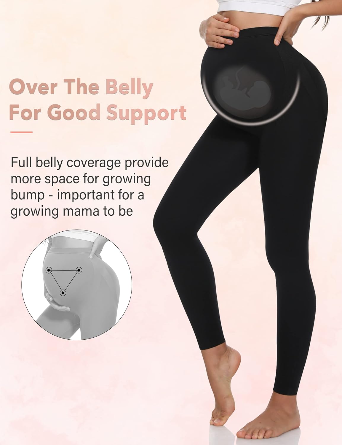 Maternity Leggings Over The Belly Buttery Soft Butt Lift Pregnancy Workout Pants Maternity Activewear for Women Black : Clothing, Shoes & Jewelry