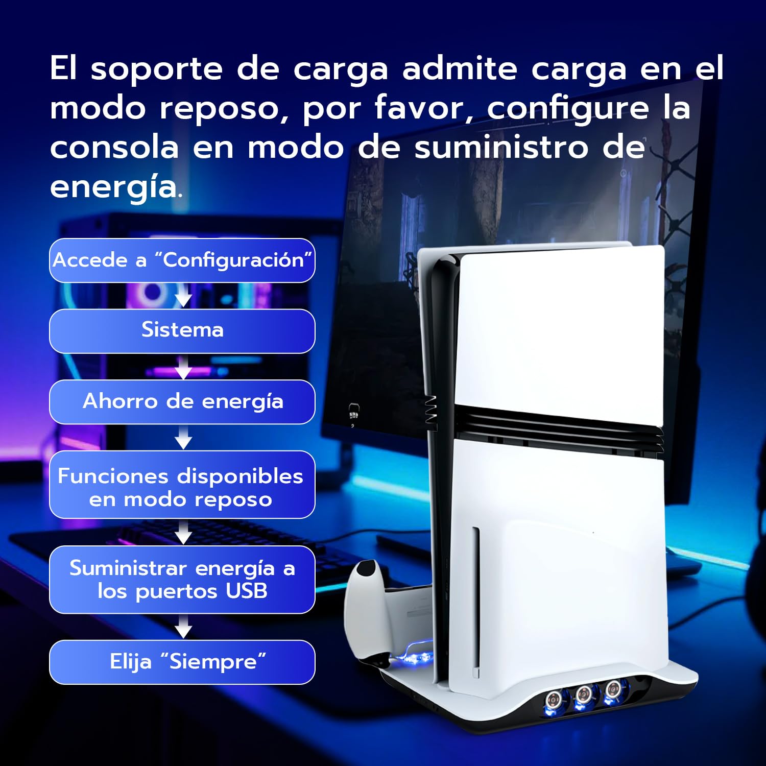 Wigearss Soporte Vertical para PS5/PS5 Slim/PS5 Pro con Ventiladores de Refrigeración, Carga para 2 Mandos, Iluminación LED y Ventilador de Enfriamiento Ajustable en 3 Niveles