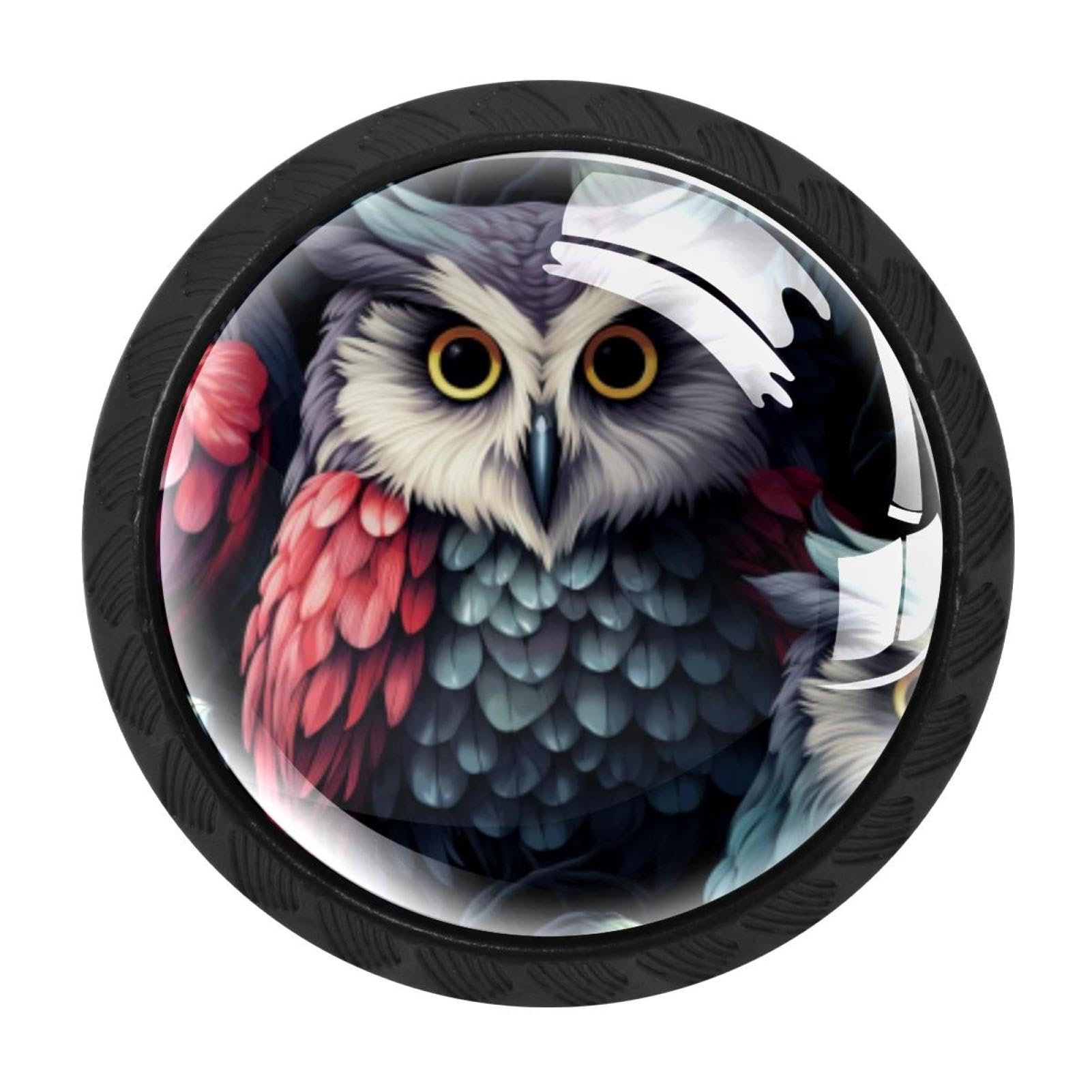 CHENZZZZ 4 Pieces Owl Drawer Knobs, 35mm Black Cabinet Knobs, Drawer Pulls and Knobs, Dresser Drawer Knobs, Cabinet Hardware Kitchen Cabinet Knobs