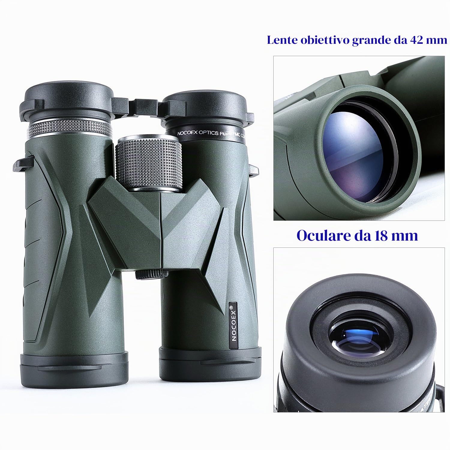 NOCOEX Binocolo Compatto, Con Ampia Visione di 10x42, Scelta Migliore per Bird Watching, Arrampicata, Viaggi, Giochi, Concerti, Adatto per lo Sport e le Attività all'aria Aperta (green).