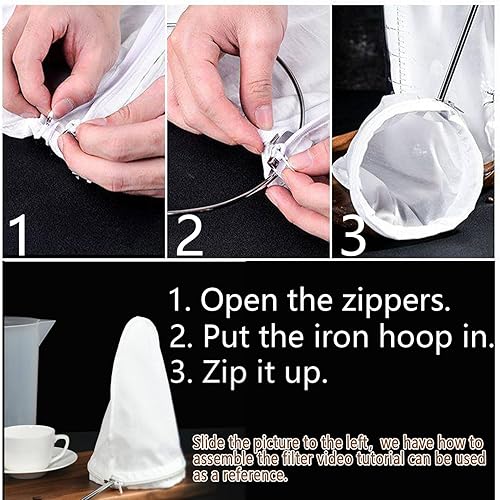 Miniatura 3 de Paños de queso para colar con asa, 3 coladores de malla extra fina reutilizables, 2 bolsas de leche de nueces de algodón y 1 bolsa de filtro de