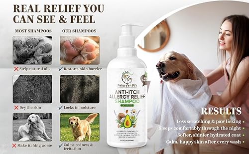 Miniatura 2 de Champú antipicazón para perros para alergias y piel sensible - Aceite de avena, aguacate, almendra, neem y manzanilla - Alergias, puntos calientes