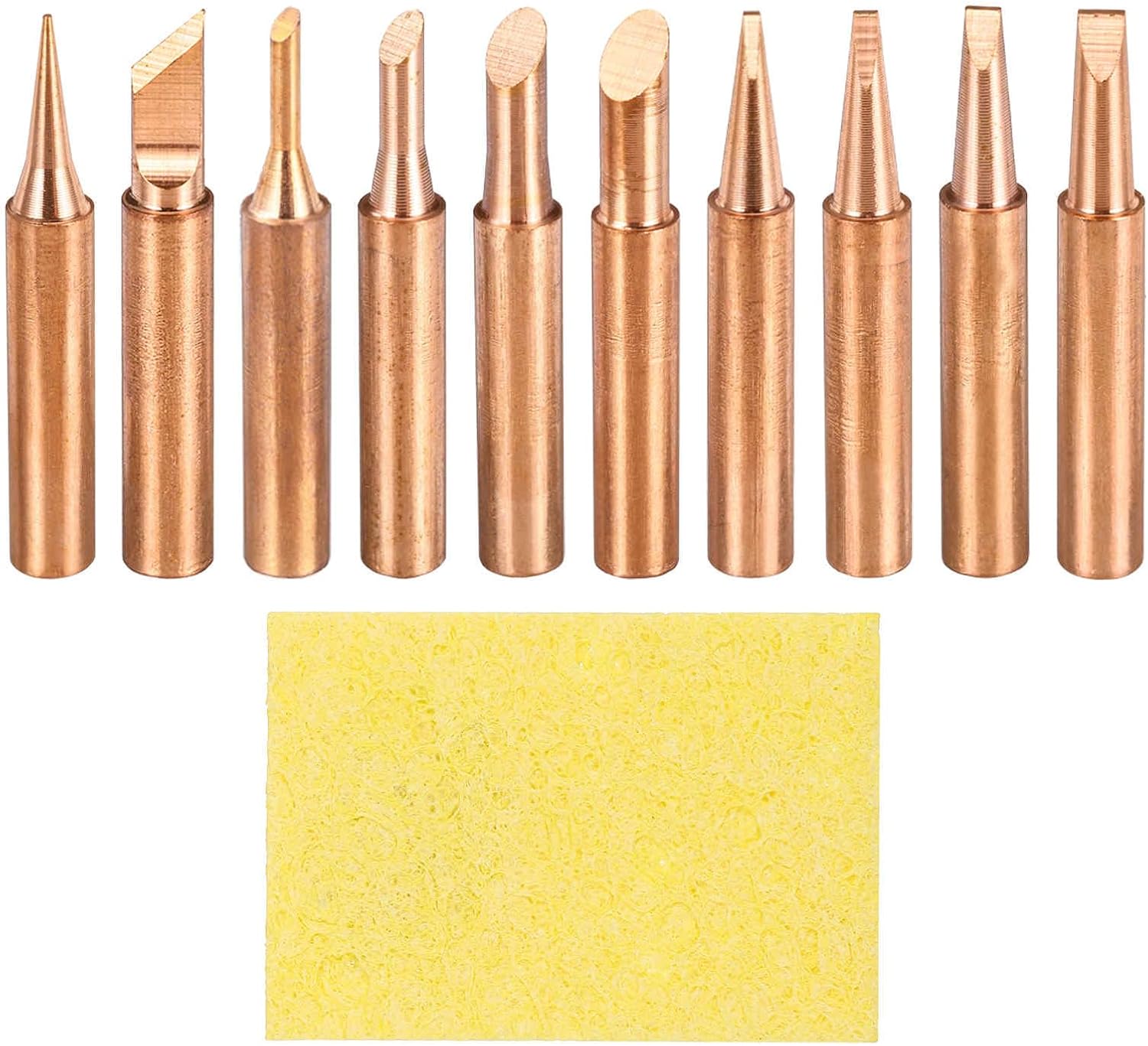 MECCANIXITY 1 Set 900M Soldering Iron Tips Copper Non-magnetic Welding Head with Cleaning Sponge Pad Replacement for Solder Station Tip (I+IS+K+1C+3C+5C+1.2D+1.6D+2.4D+3.2D)