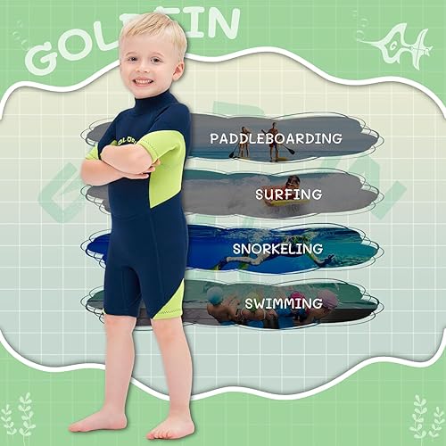 Miniatura 8 de Goldfin Traje de neopreno para niños y niñas, de 0.118 pulgadas, con cremallera trasera, para niños y jóvenes, para mantener el calor para agua