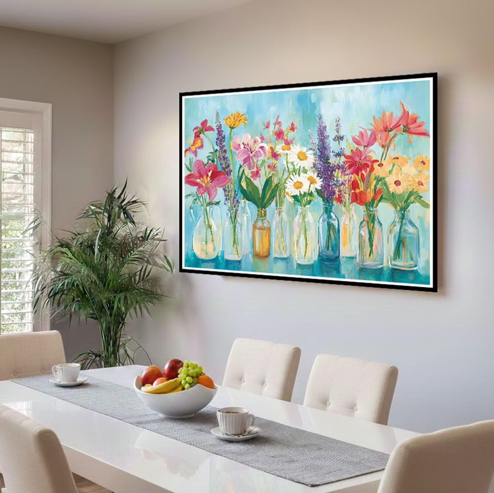 Malowanie według numerów dla dorosłych wazon malowanie według numerów kwiat Paint by Numbers Hobby Kreatywne DIY zestawy do malowania olejnego na płótnie, dekoracje damskie prezent 60 x 90 cm bez ramy