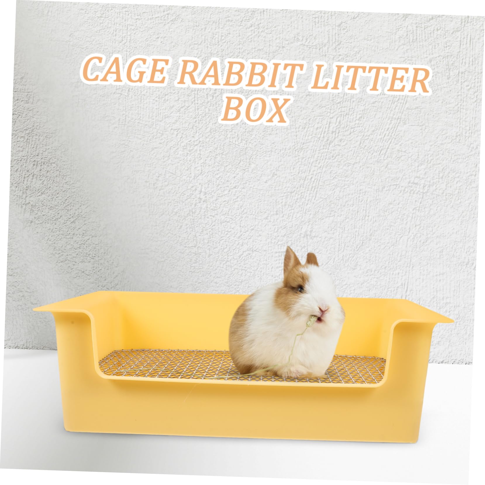 Toilette per Coniglio Grande, Lettiera Rettangolare Gialla | Plastica e Metallo, Portatile Mini, Spazio Ampio, per Cavie e Piccoli Conigli