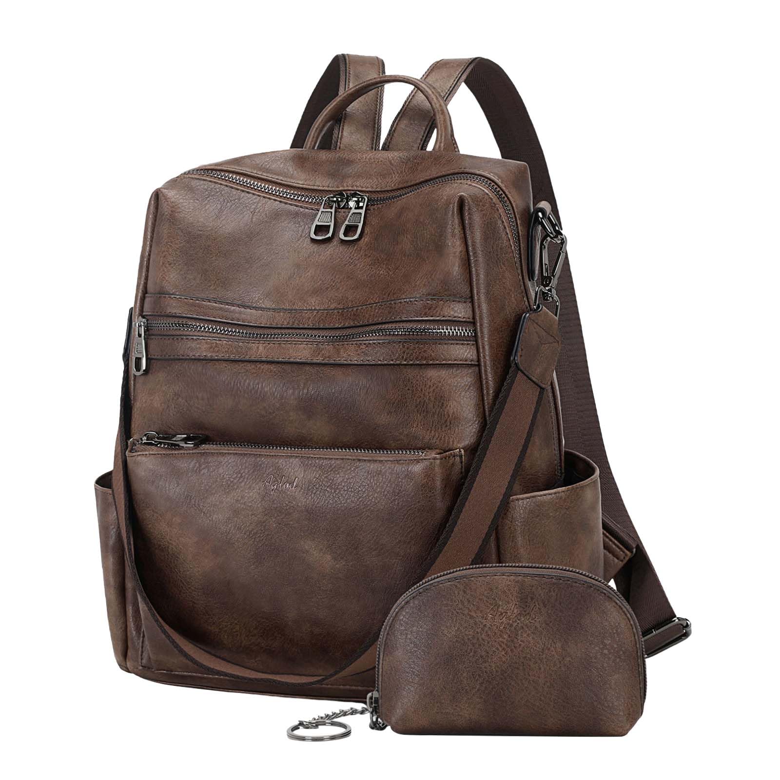 AGLOD Leather Backpack Purse for Women Designer Ladies Shoulder Bag Fashion Faux Work Travel Handbags