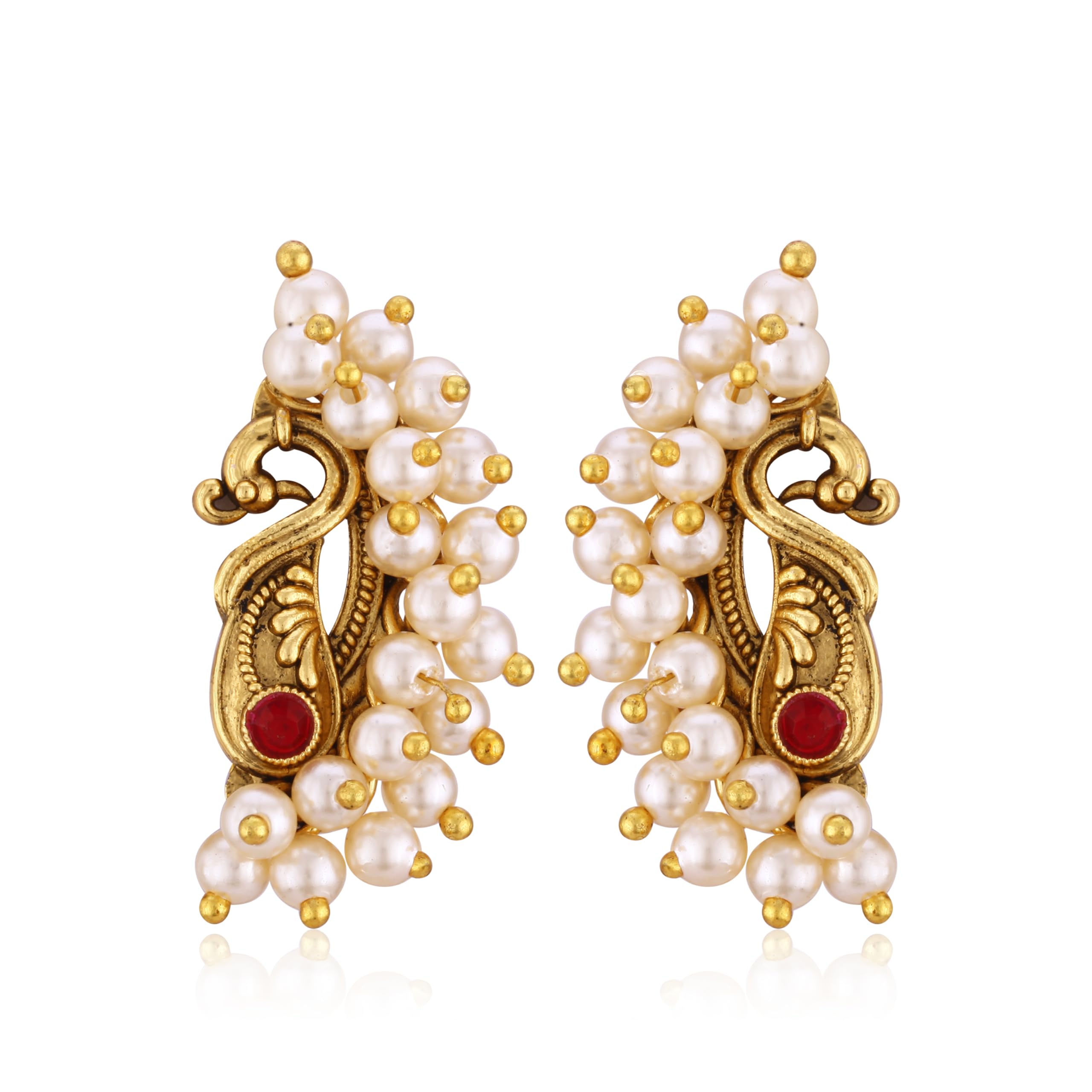 Vfj Vighnaharta Fashion Jewellery Beautiful Red Mayur Peacock Pearls Moti Stud Earring For Women And Girls[Vfj2307Erg-Red] (B0CJ2SSZGS) Amazon Price History, Amazon Price Tracker