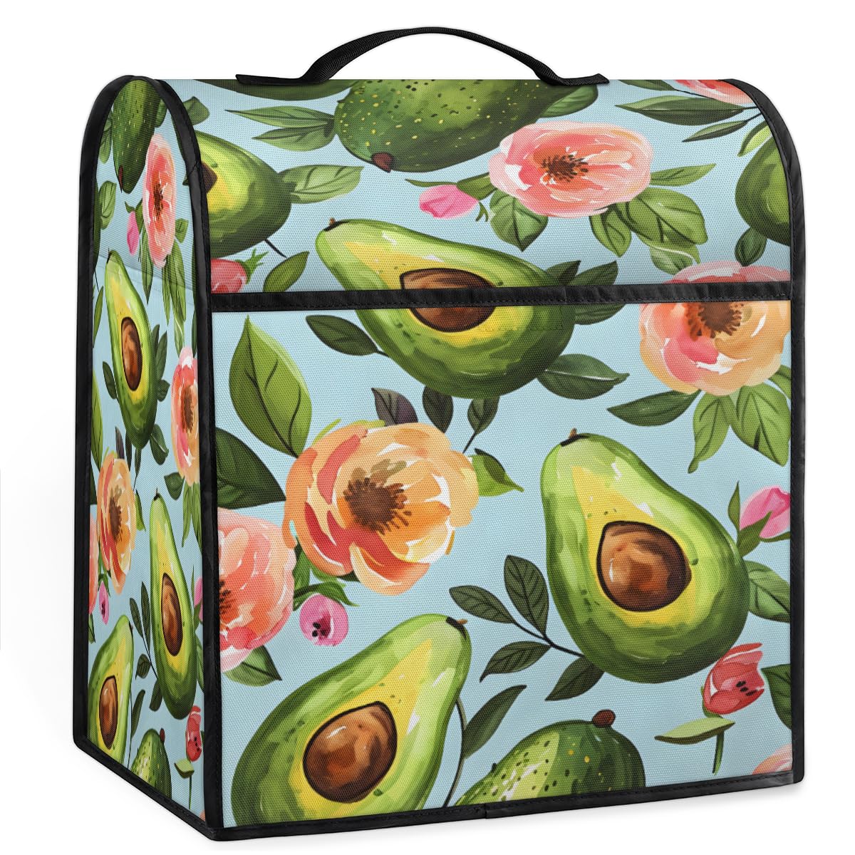 Coffee Maker Cover Watercolor Flower Avocado Kitchen Appliance Covers Small Appliance Covers Blender Cover Juicer Cover Dust Covers for Kitchen Appliances with Top Handle and Pockets,Washable,C164