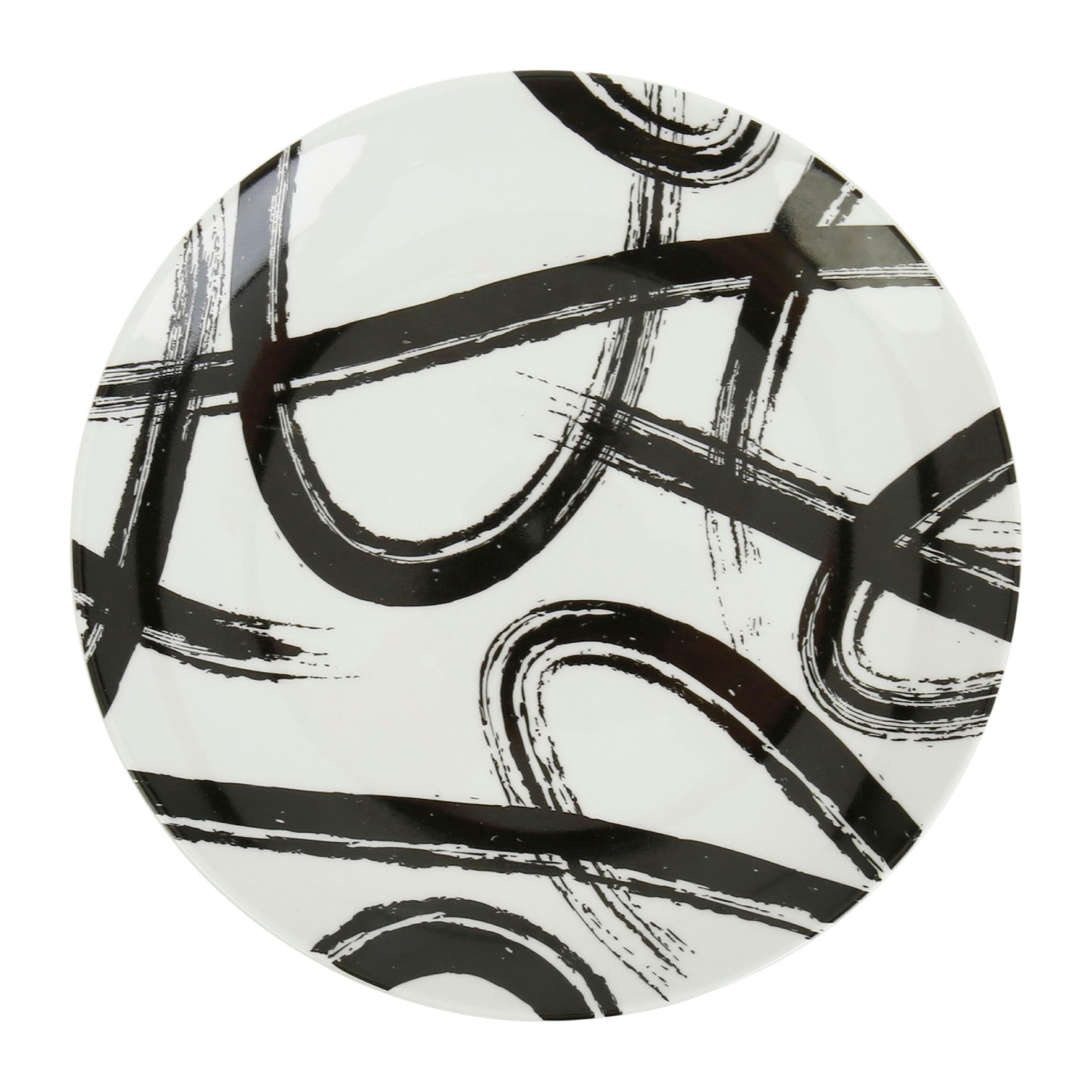 Assiette à dessert design noir et blanc Geneviève Lethu collection art