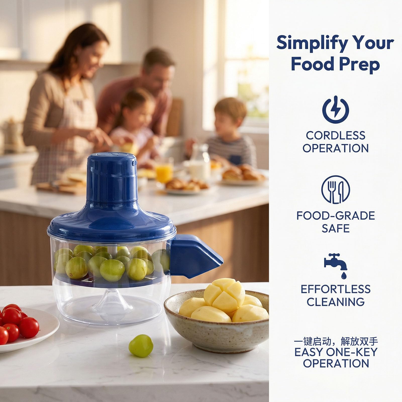 Peel Blitz - Pelador automático de frutas y verduras, pelador eléctrico de patatas y máquina peladora de ajo, máquina inalámbrica recargable para preparación de cocina