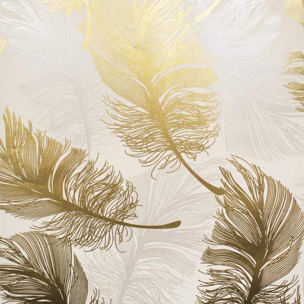 Crown Wallpaper Plume Metallic Foil Gold leaf Wallpaper m1392