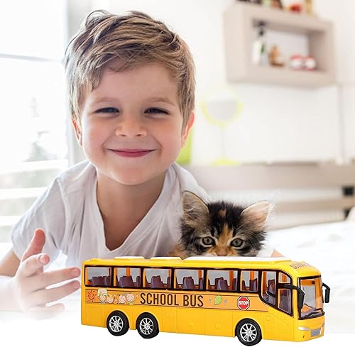 Miniatura 4 de AUTERCO Juguete grande de autobús escolar de 12.5 pulgadas para niños pequeños, juguete de autobús urbano de inercia de plástico fundido, auto