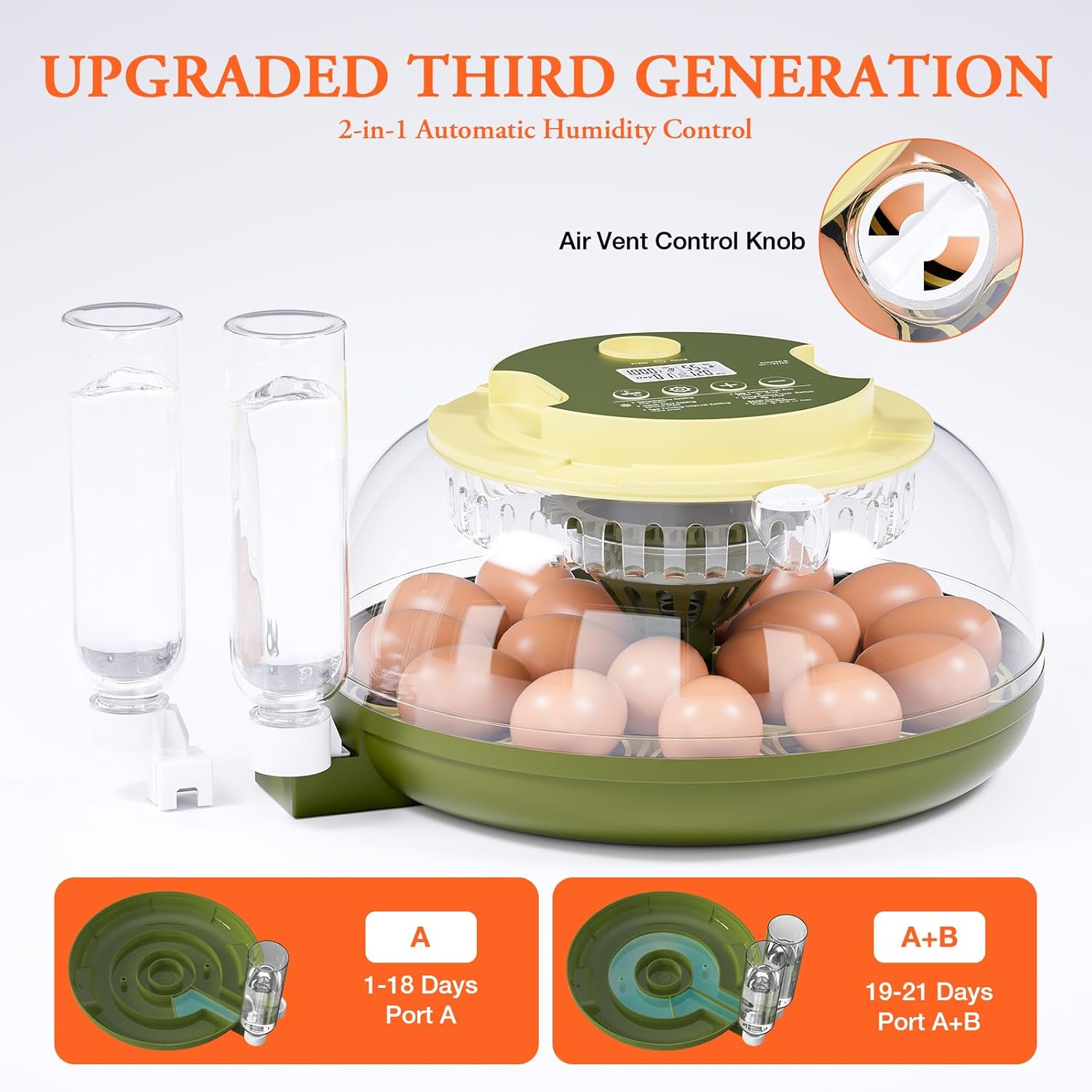 Egg Incubator for Hatching Eggs,Automatic Egg Turning and Humidity Control,Incubators for Chicken, Ducks, Goose, Pigeon, Quail, Parrot Incubator for Farm, Lab, Science Classroom, Home -18 Egg Capacity