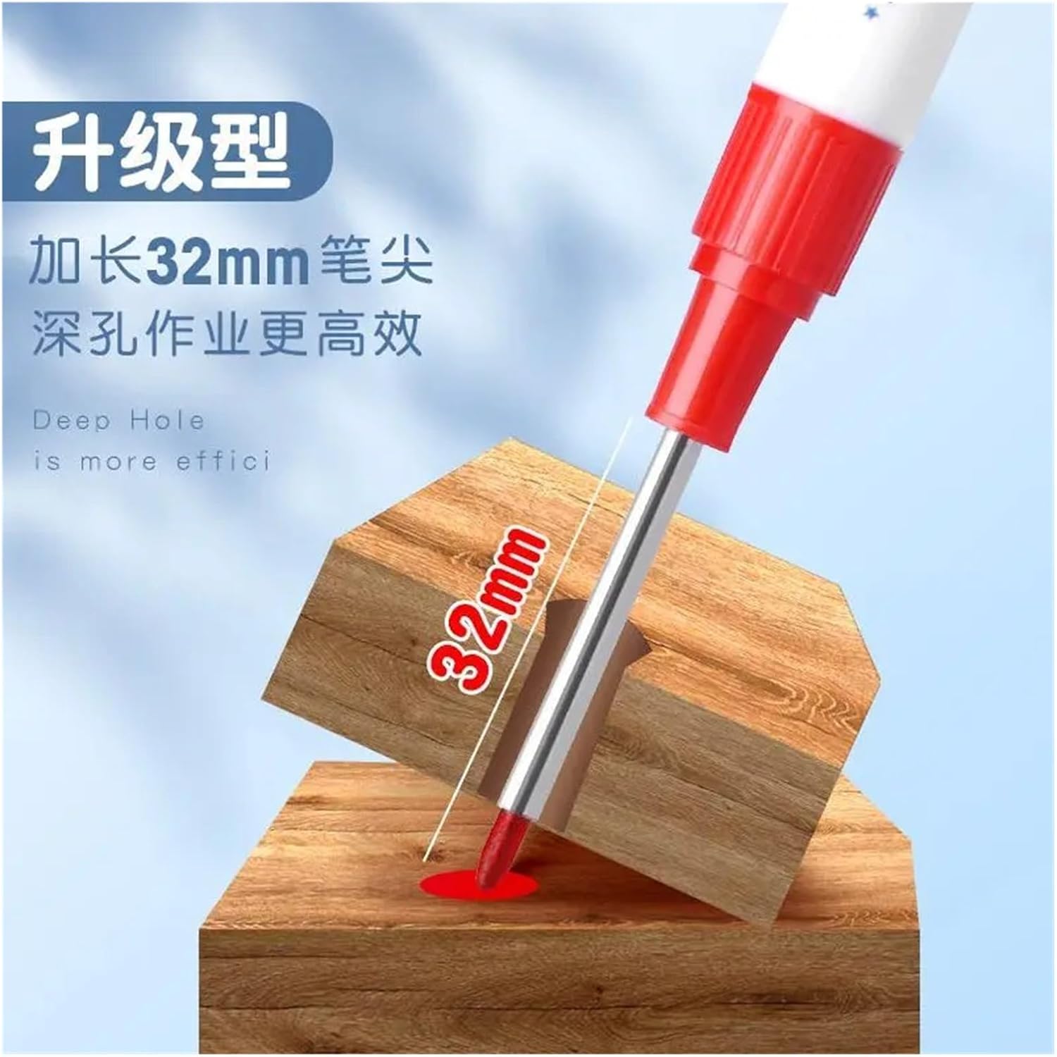 Nib Head Markers Deep Hole Long Nib Scriber 4/1Pcs/Set 32mm Large Capacity Long Head Marker Pen Can Add Ink Bathroom Deep Hole Tip for Carpentry Furniture Manufacturing(5 Mix Set D)