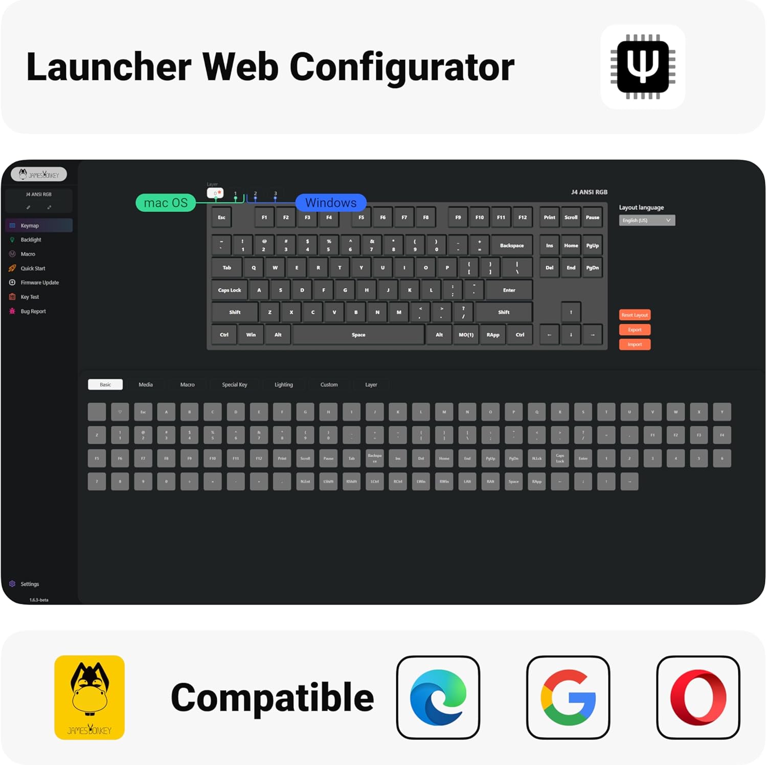 JamesDonkey J4 Launcher Web Configurator Interface
