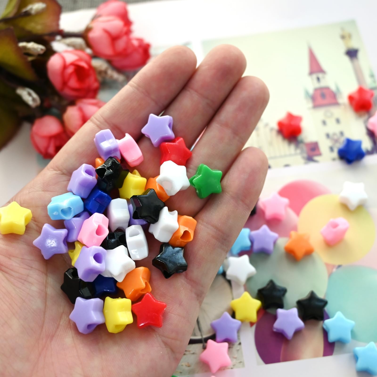 Amaney - 300 cuentas acrílicas multicolor para pulseras, collares, manualidades, joyería