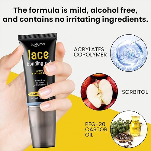 Miniatura 5 de Gel de unión de encaje, pegamento de encaje de peluca, nuevo diseño de cabeza de cepillo, fórmula invisible y agradable al tacto, pegamento de