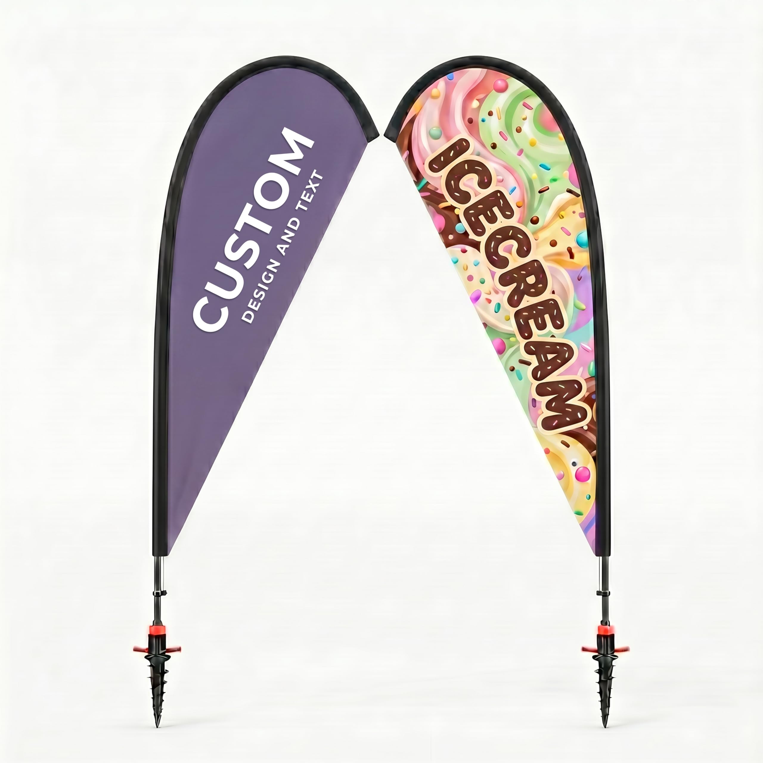 Cimpress Custom Teardrop Flag 3.4m, Add Your Logo or Text, Double Sided Advertising Beach Flag with Pole Set for Outdoor Advertising, Events, Hospitality, Real Estate