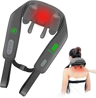 Snailax Verbessertes 4D Kabelloses Nackenmassagegerät mit Wärme, elektrisches Shiatsu-Nackenmassagegerät mit Knet Massage, Massagegerät für Nacken Schulter Rücken Bein, Geschenke für Männer Frauen