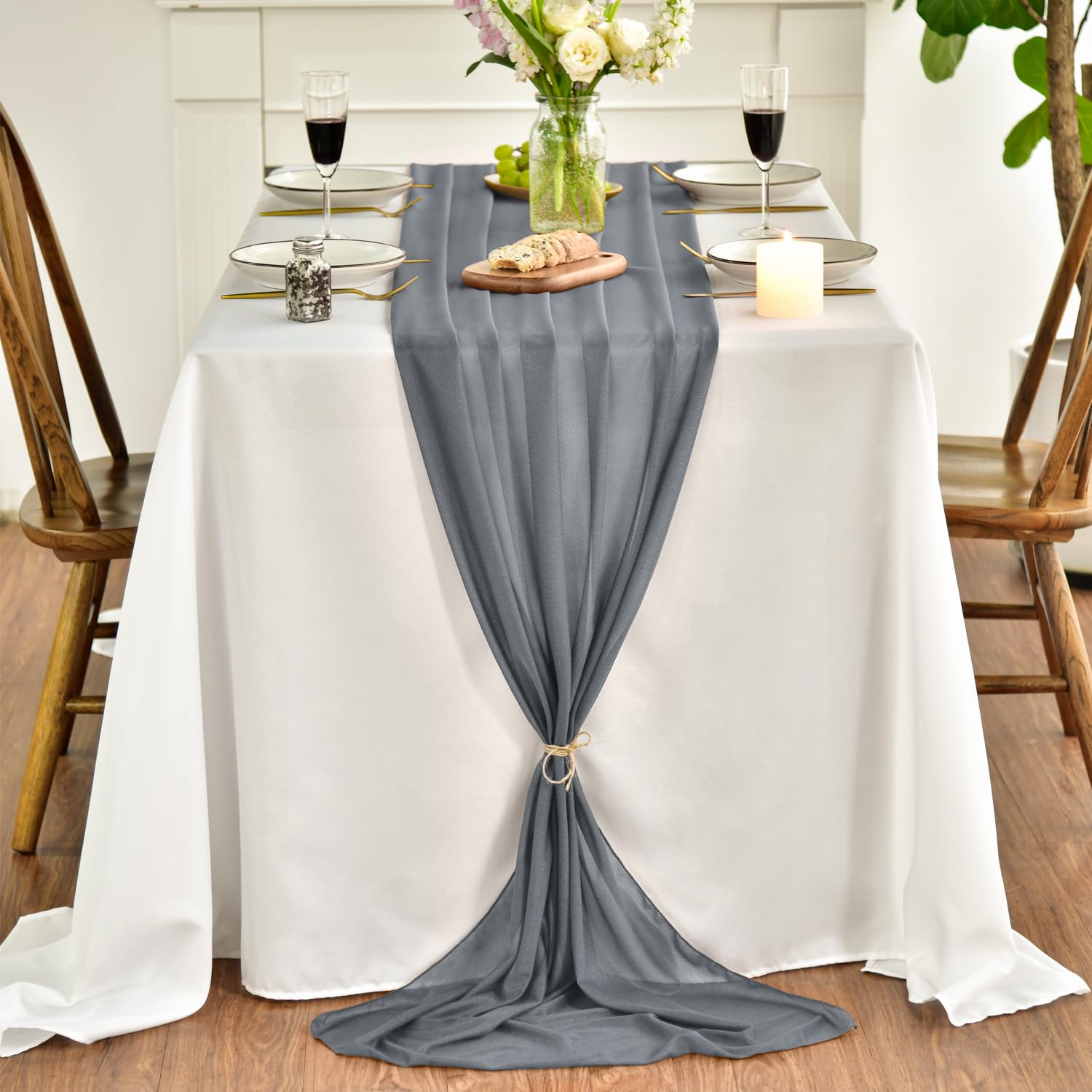 Chemin De Table En Tulle Blanc Avec Pâquerettes - 70x300 Cm - Décoration De Table Mariage, Fête, Quotidien - Polyester Doux Et Lavable