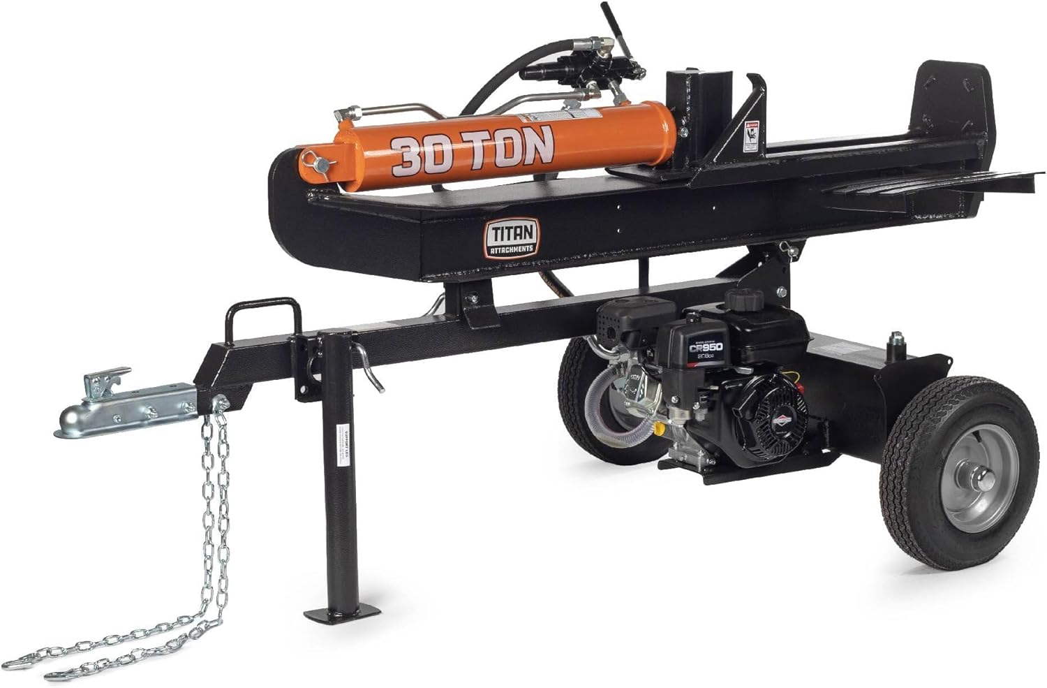 Titan Attachments Industrial 30 Ton Towable Hydraulic Horizontal/Vertical Log Splitter, Quarter Logs Up to 24", ATV/UTV Tow-Behind with 208cc Briggs and Stratton Engine