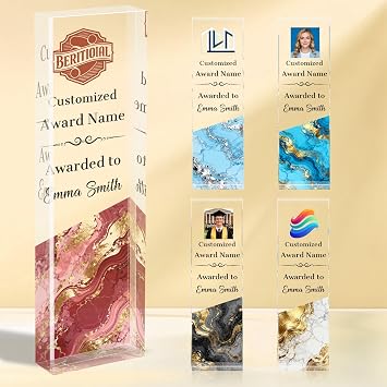Personalized Acrylic Trophy Awards,Employee Appreciation Gifts Custom Plaques with Logo for Graduation, Employee of The Year, Boss, Activities,Sports, Employee, Custom Award Plaques Gifts Bulk