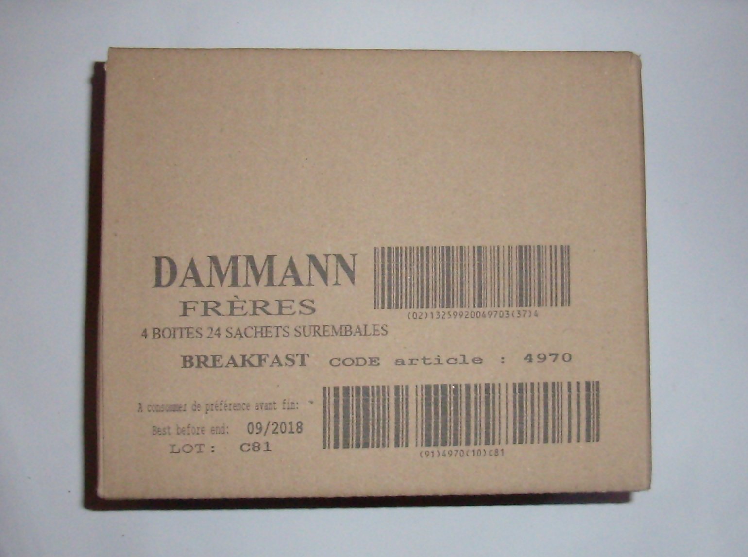 DAMMANN FRERES - BREAKFAST Tè Nero - 4 x 24 sacchetti Cristal®