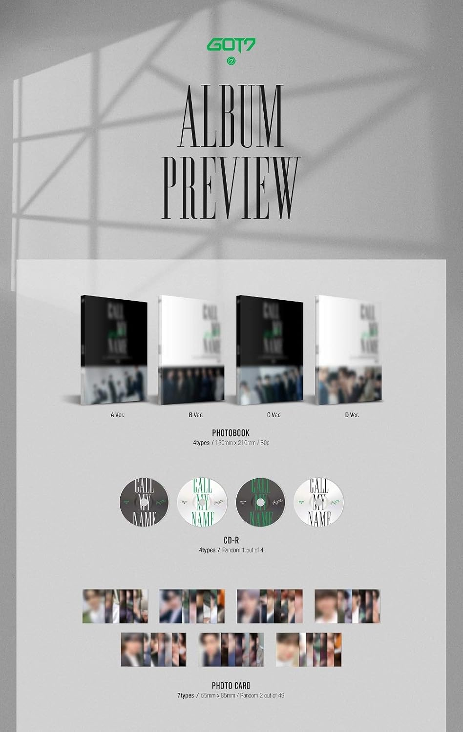 JYP GOT7 - Call My Name [A ver.] Album+Folded Poster+Double Side Extra Photocards Set