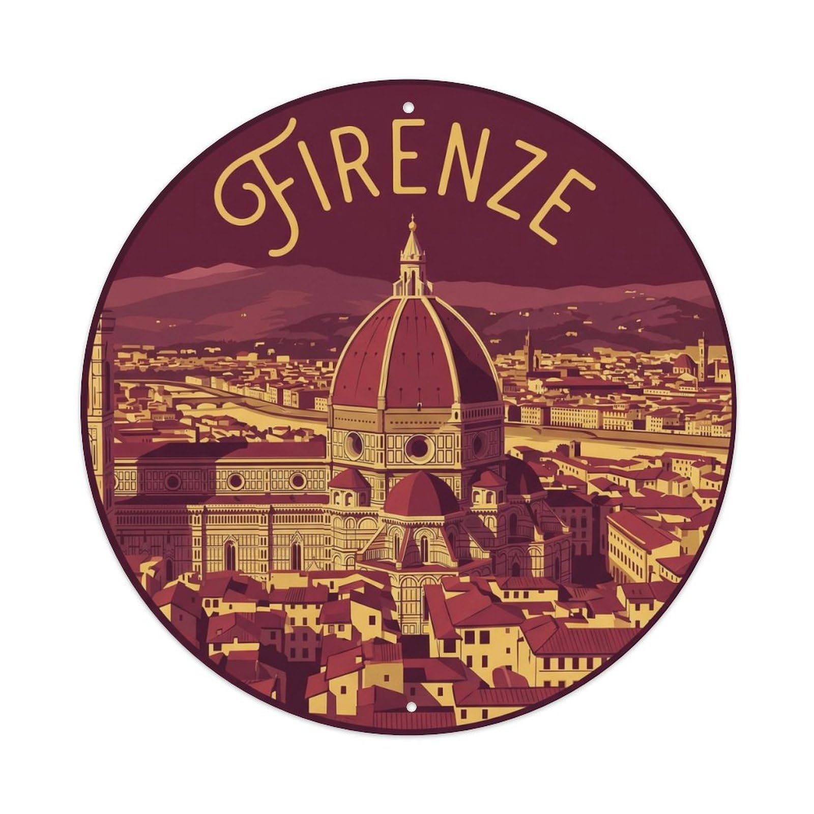Vintage Travel Florence Duomo Skyline Metal Tin Sign Plaque