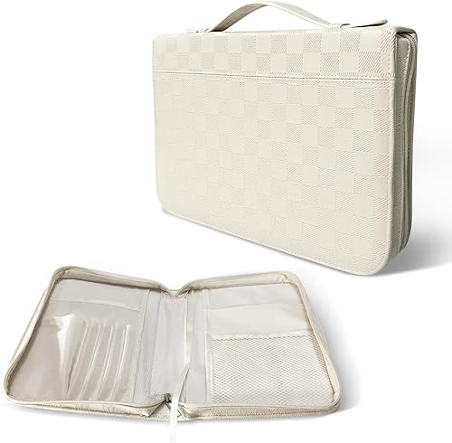 Miniatura 3 de vhivhias Funda para la Biblia a cuadros para mujeres, tamaño grande, funda de la Biblia con asa y bolsillo con cremallera, accesorios bíblicos para