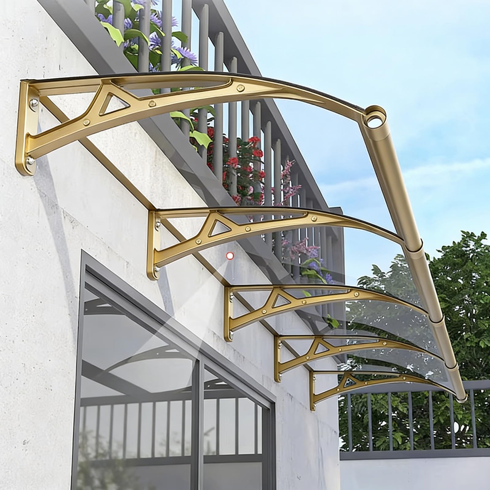 Auvent de fenêtre transparent anti-UV avec isolation thermique en polycarbonate rigide