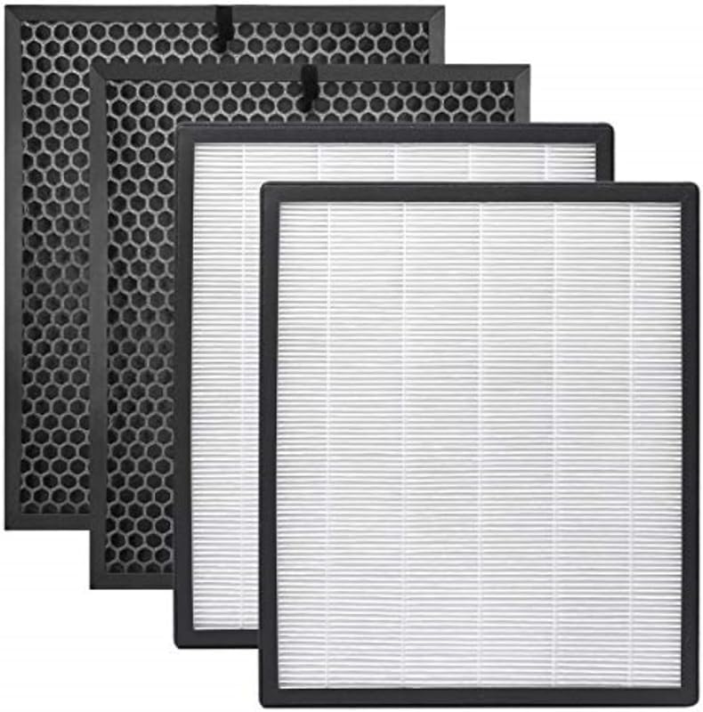 KEEPOW Cserefilter Szett Levoit LV-PUR131 Légtisztítóhoz - 2 HEPA + 2 Aktív Szén Szűrő, PM2.5 Részecskeszűrés, LV-PUR131S Kompatibilis